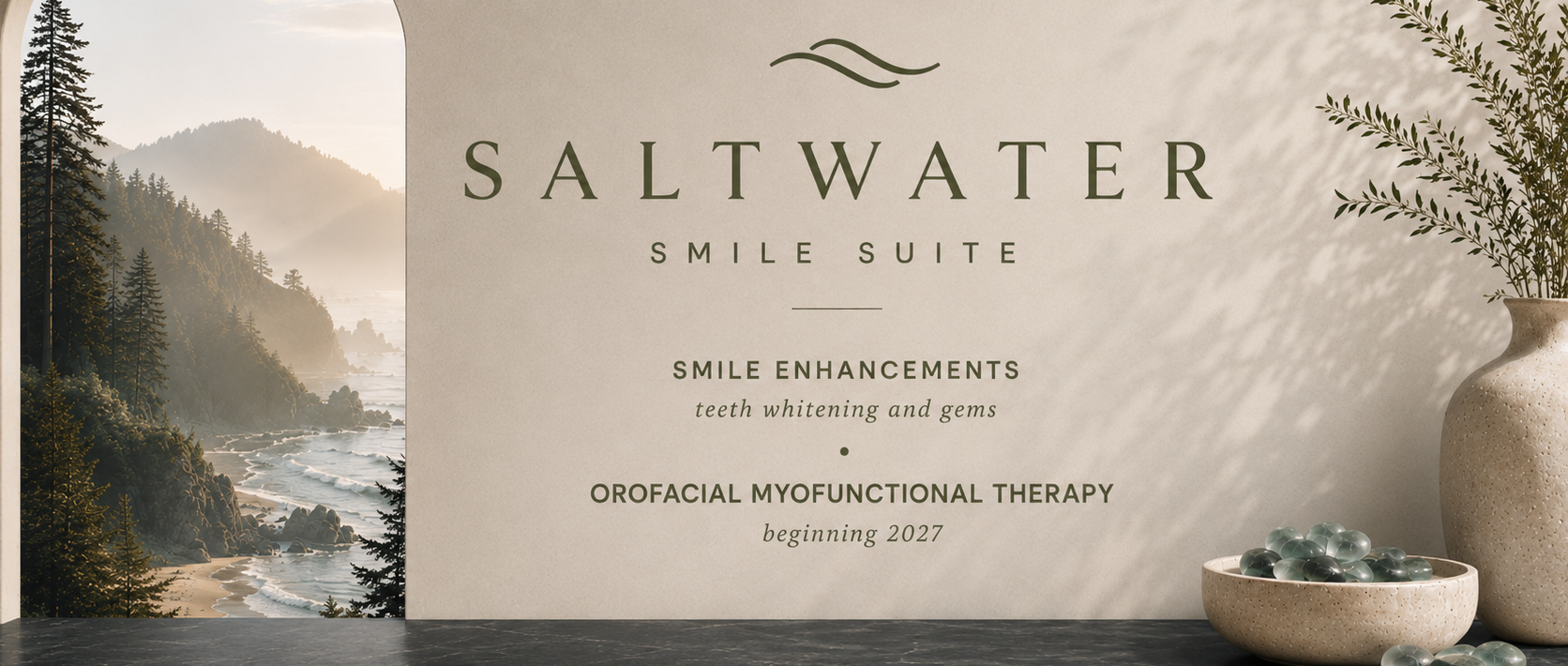 Saltwater Smile Suite — Smile Enhancements: teeth whitening and gems &middot; Orofacial Myofunctional Therapy beginning 2027