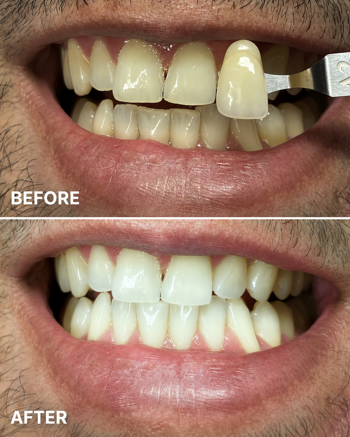 Before and after whitening